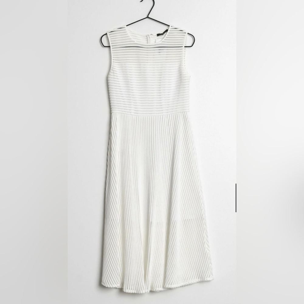 Rachel Zoe Ari Stripe Fit & Flare White Midi Dress Sz 6​​​​